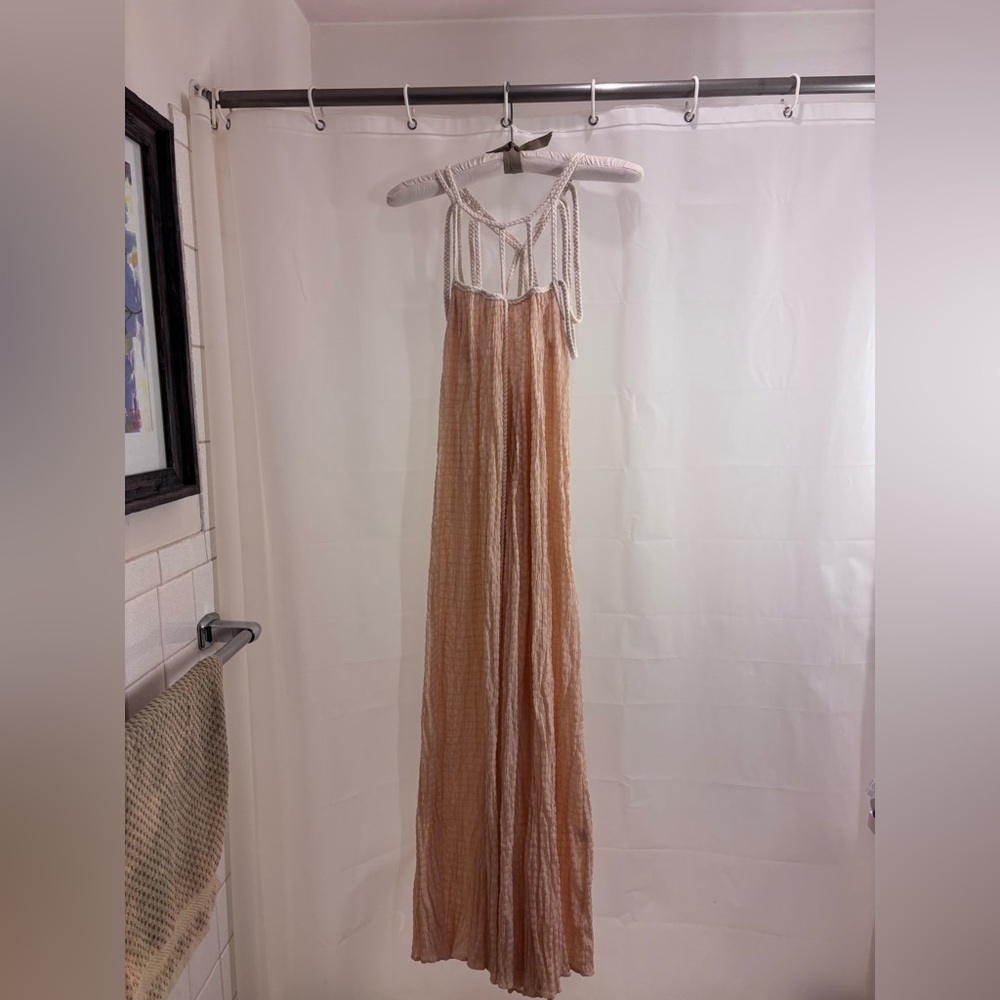 SHEIN Elegant Peach and Cream Maxi Dress
